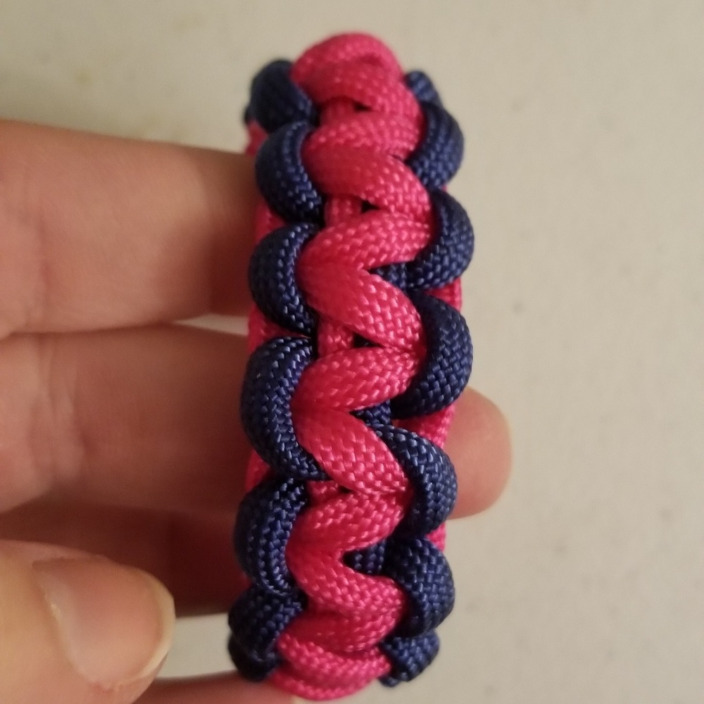 Handcrafted Hot pink & blue Paracord Bracelet 8"